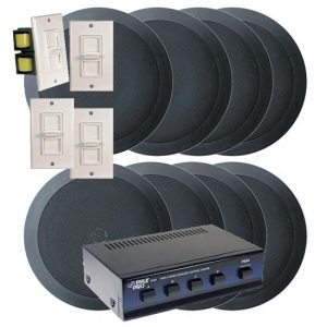 4 Room In-Ceiling Home Speaker System w/4 Volume Controls Knob (Black) (KTHSP85BK)