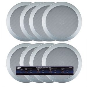 4 Room In-Ceiling Home Speaker System w/Speaker Selector & Volume Control (Silver) (KTHSP85PSL)