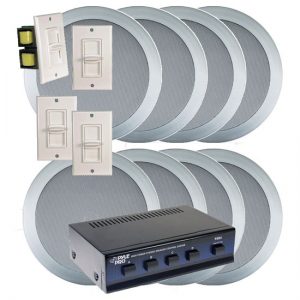 4 Room In-Ceiling Home Speaker System w/4 Volume Controls Knob (Silver) (KTHSP85SL)