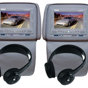 Adjustable Headrests 7'' TFT/LCD Monitor w/ Built in Single DVD Player & IR/FM Transmitter With Cover & Headphones (Gray) (KTMV72HGR)