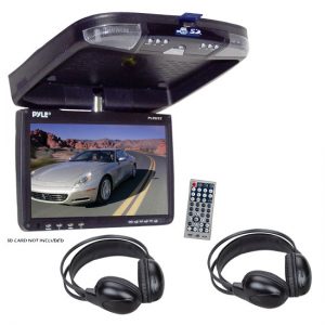 9'' Flip Down Roof Mount Monitor & DVD player with Wireless FM Modulator/ IR Transmitter + Two Wireless IR Mobile Video Stereo Headphones (KTMVGST70)