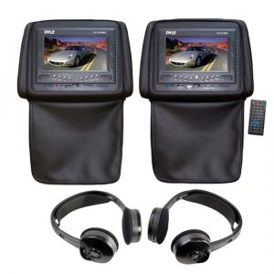 Adjustable Headrests w/ Built-In 7'' TFT/LCD Monitor W/IR Transmitter & Cover (Black) + Adjustable Headrests w/ Built-In 7'' TFT/LCD Monitor w/ Built in DVD Player & IR/FM Transmitter With Cover (Black) + Two Wireless IR Mobile Video Stereo Headph (KTMVGST79)