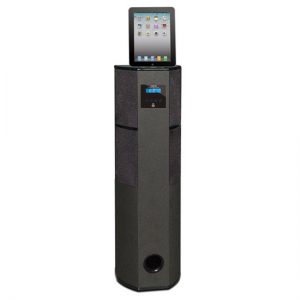 Bluetooth 600 Watt 2.1 Channel Digital Home Theater Tower with iPod, iPad, iPhone Docking Station, FM Radio & Alarm Clock (RBPHBT98PBK)