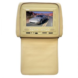 Adjustable Single Headrest w/ Built-In 7'' TFT/LCD Monitor W/IR Transmitter & Cover (Tan) (PL72HRTN)