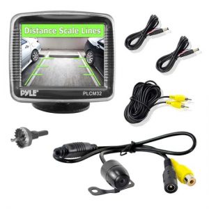Rear View Backup Camera & Monitor Parking Assist System, 3.5'' Screen, Night Vision, Distance Scale Lines, Waterproof Cam, Universal Mount (PLCM32)