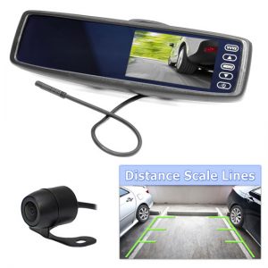 Wireless Rear View Mirror Back-Up Camera and Monitor Parking Assist System, 4.3'' Display, Distance Scale Lines, Night Vision, Waterproof Cam (PLCM4300WIR)