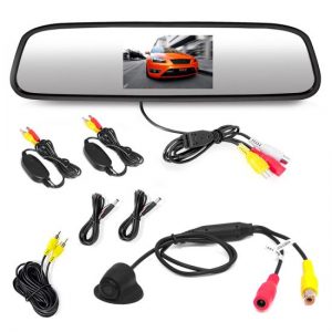 Wireless Rearview Backup Camera & Mirror Monitor, Waterproof Night Vision Cam, 4.3'' Screen, Distance Scale Lines, Parking/Reverse Assist (PLCM4370WIR)