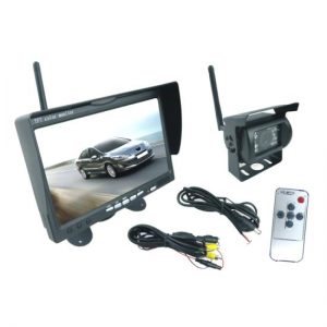 Wireless Weatherproof Rearview Backup Camera & Monitor Video System, Commercial Grade Night Vision Camera, 7'' Display, Dual DC 12-24V for Bus, Truck, Trailer, Van (PLCMTR76WIR)