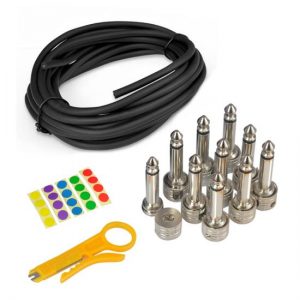Pro Audio Pedal Board Patch Cables, Universal D.I.Y. Custom Cut 10' Ft. Wire Kit, 10 Piece (PSCBLKIT22)