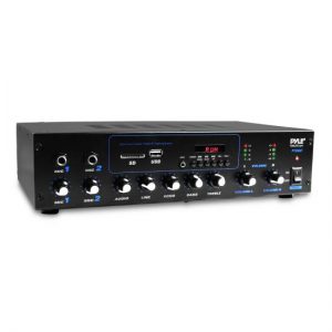 Audio Powered Amplifier & Bluetooth Receiver Stereo System, FM Radio, Microphone Inputs, MP3/USB/SD/AUX Playback, 600 Watt (PT506BT)