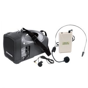 Portable PA Wireless Speaker System Amplifier With Belt Pack Lavalier/ Headsets w/Two Microphone Inputs (RBPWMA150)