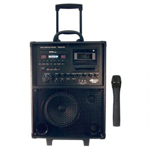 375W VHF Wireless Battery Powered PA System w/ Cassette & DVD (RBPWMA830)