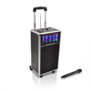 Portable PA Speaker System with Flashing DJ Lights, Built-in Rechargeable Battery, MP3/USB/SD Readers, FM Radio, 400 Watt (PWMA850UFM)
