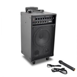 Wireless and Portable PA Speaker Sound System with 30-Pin iPod/iPhone Dock, Built-in Rechargeable Battery, Includes Wireless Handheld Microphone, 500 Watt (PWMA860I)