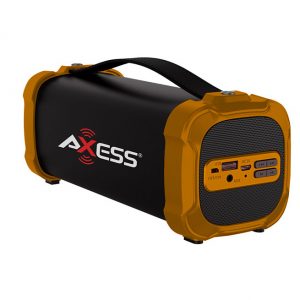 AXESS Indoor/Outdoor Bluetooth Media Speaker 3.5mm Line-In Jack Rechargeable Battery Subwoofer Orang SPBT1073OR
